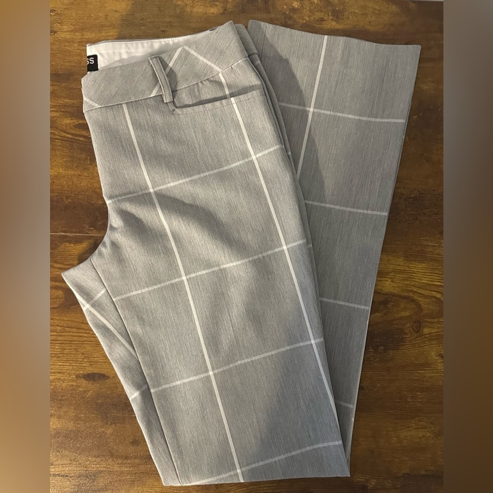 Express Gray Windowpane Barely Boot Cut Pants